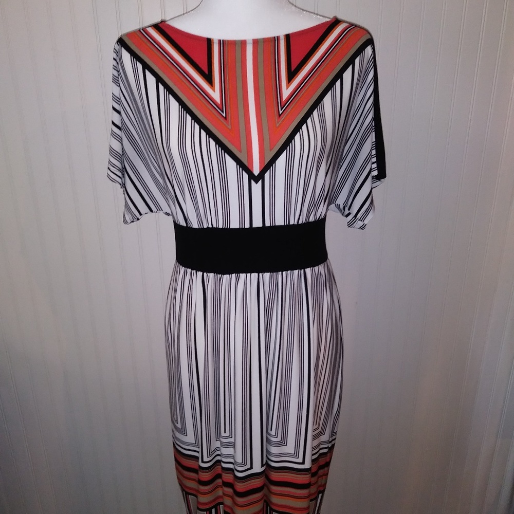Dressbarn orange, black and white dress